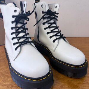 Dr. Martens Jadon White Platform Combat Boots 8 Eye Zip Women’s 9